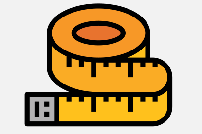 Tape measure icon to represent a unique assessment - measures the why